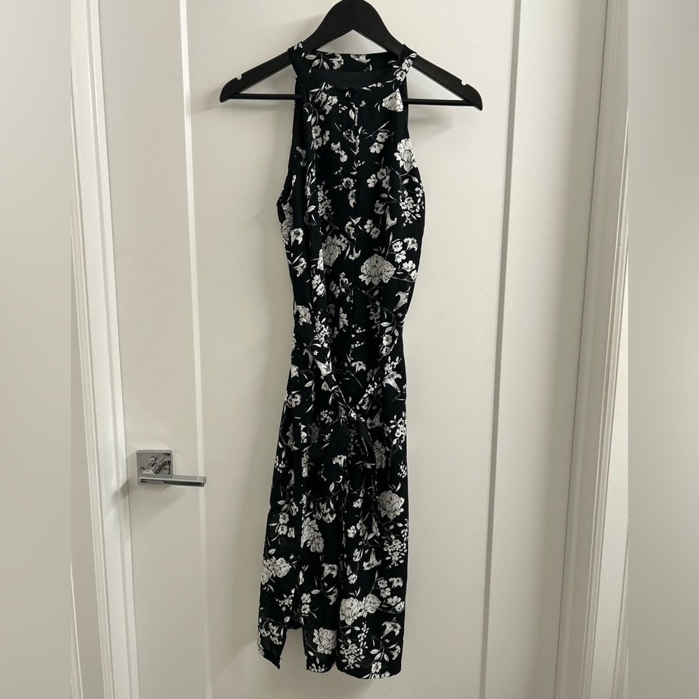 Floral Black and White Dress